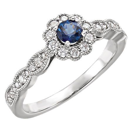 Platinum Blue Sapphire & 0.33 Carat Diamond Ring