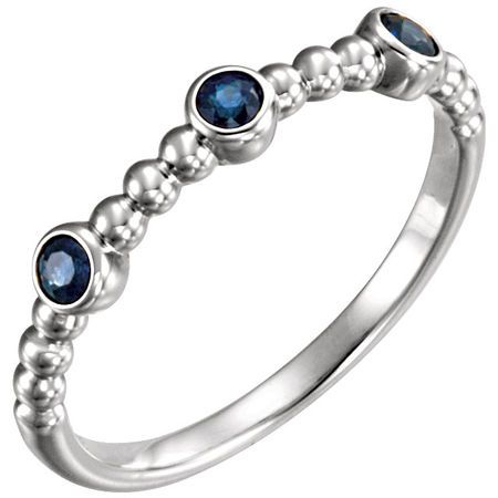 Platinum Blue Sapphire Beaded Ring