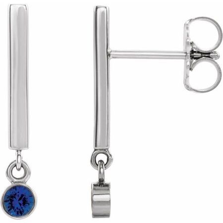 Genuine Chatham Created Sapphire Earrings in Platinum Chatham Lab-Created Genuine Sapphire Bar Earrings