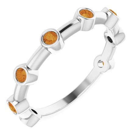 Golden Citrine Ring in Platinum Citrine Bezel-Set Bar Ring