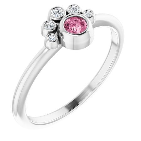 Pink Tourmaline Ring in Platinum Pink Tourmaline & .04 Carat Diamond Ring