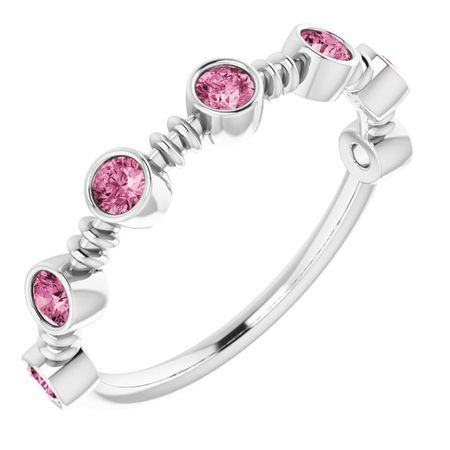 Pink Tourmaline Ring in Platinum Pink Tourmaline Bezel-Set Ring