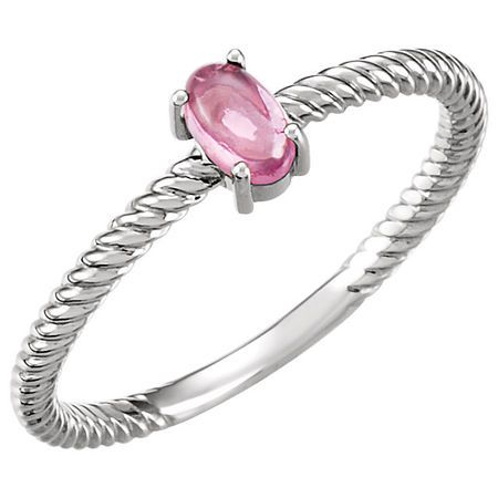 Platinum Pink Tourmaline Cabochon Ring