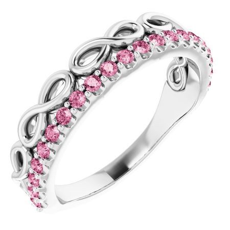 Pink Tourmaline Ring in Platinum Pink Tourmaline Infinity-Inspired Stackable Ring