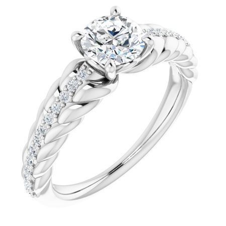 Genuine Sapphire Ring in Platinum Sapphire & 1/8 Carat Diamond Ring