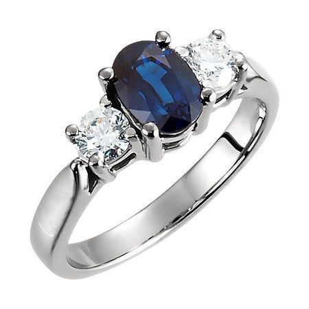 Buy Platinum Genuine Blue Sapphire & 0.40 Carat Diamond Ring