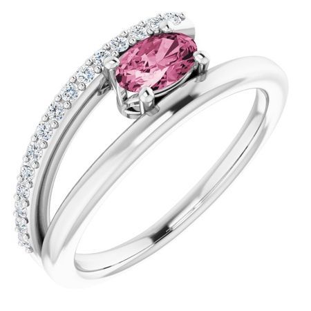 Pink Tourmaline Ring in Platinum Tourmaline & 1/8 Carat Diamond Ring