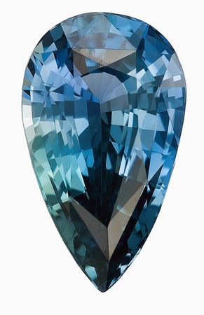 Pretty Blue Green Sapphire Gemstone 2.61 carats, Pear Cut, 11 x 6.5 mm, with AfricaGems Certificate