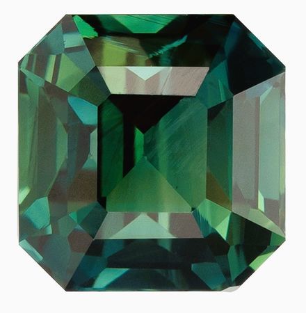 Pretty Blue Green Sapphire Gemstone 2 carats, Emerald Cut, 6.5 x 6.2 mm, with AfricaGems Certificate