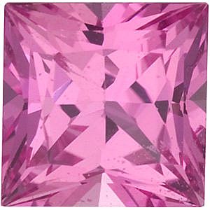 Princess Cut Genuine Pink Sapphire in Grade AAA