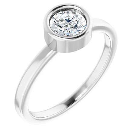 Genuine Sapphire Ring in Rhodium-Plated Sterling Silver 5.5 mm Round White Sapphire Ring