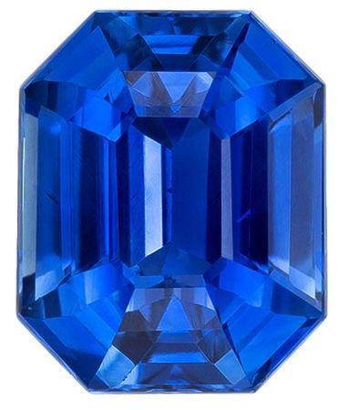 Ring Stone Blue Sapphire Loose Gemstone, 2.05 carats in Emerald Cut, 7.7 x 6.2mm, Must See Gemstone