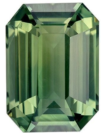 Ring Stone Green Sapphire Gem, 1.57 carats Emerald Cut in 7.4 x 5.4 mm size in Beautiful Green Color With AfricaGems Certificate