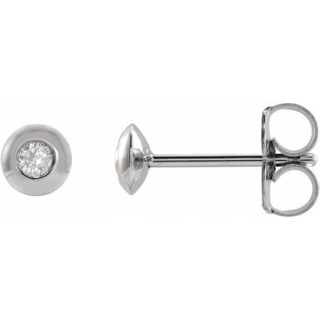 Sterling Silver .03 Carat Weight Diamond Domed Bezel-Set Earrings