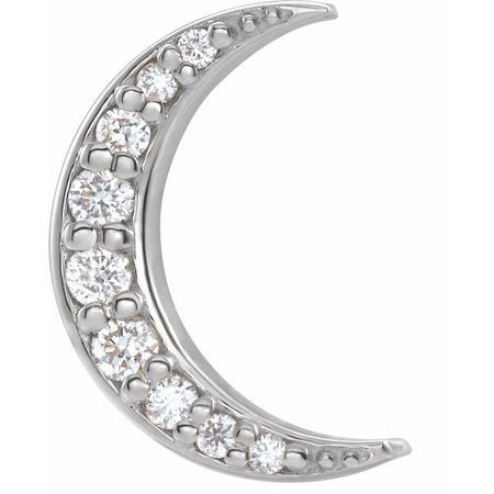 Sterling Silver .04 Carat Weight Diamond Crescent Moon Single Earring