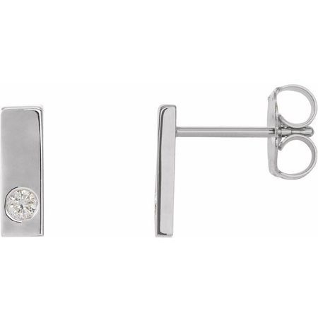 Sterling Silver .06 Carat Weight Diamond Bar Earrings