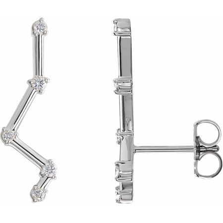 Natural Diamond Earrings in Sterling Silver 1/10 Carat Diamond Constellation Earring Climbers