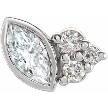 Natural Diamond Earrings in Sterling Silver 1/10 Carat Diamond Left Earring