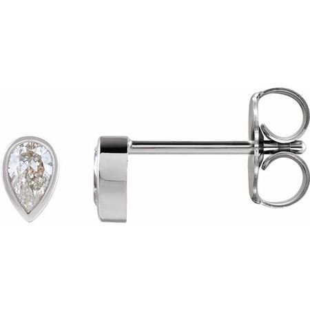 Natural Diamond Earrings in Sterling Silver 1/10 Carat Diamond Micro Bezel-Set Earrings