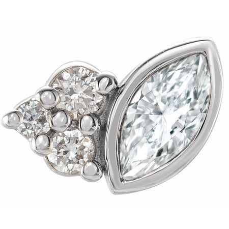 Natural Diamond Earrings in Sterling Silver 1/10 Carat Diamond Right Earring