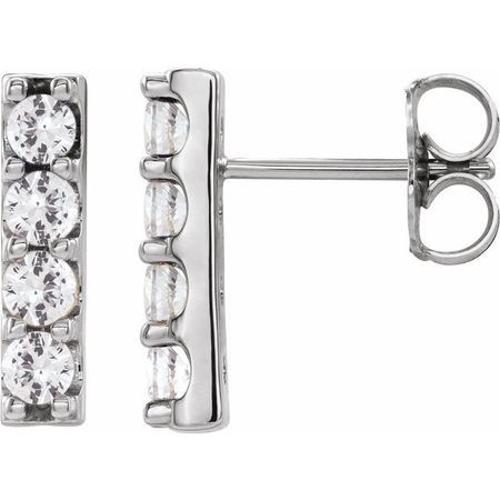 Natural Diamond Earrings in Sterling Silver 1/2 Carat Diamond Bar Earrings