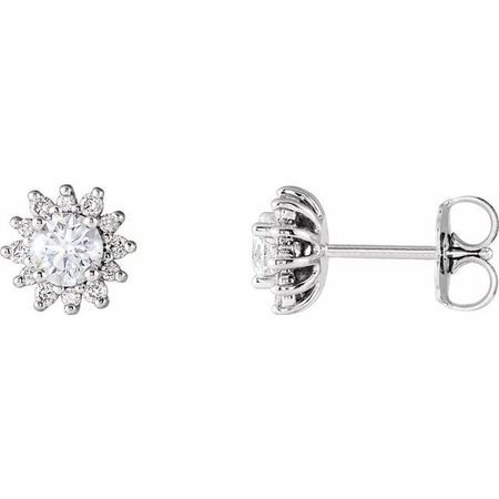 Natural Diamond Earrings in Sterling Silver 1/2 Carat Diamond Halo-Style Earrings