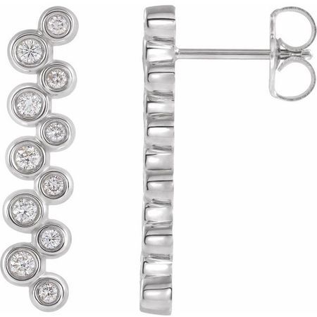 Natural Diamond Earrings in Sterling Silver 1/3 Carat Diamond Bezel-Set Bar Earrings