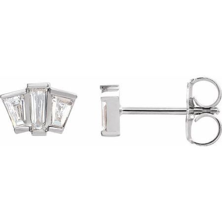 Natural Diamond Earrings in Sterling Silver 1/3 Carat Diamond Geometric Cluster Earrings