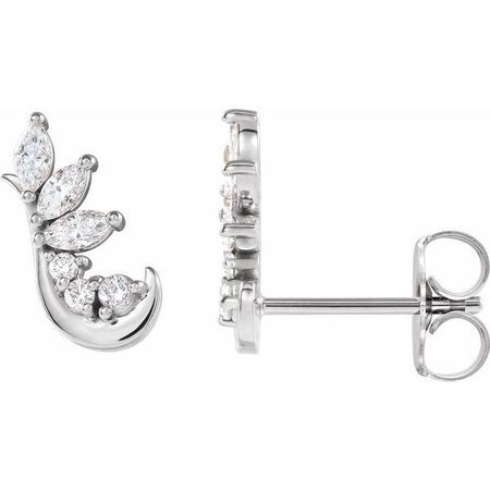 Natural Diamond Earrings in Sterling Silver 1/4 Carat Diamond Earring Climbers