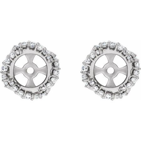 Natural Diamond Earrings in Sterling Silver 1/4 Carat Diamond Halo-Style Earring Jackets with 5.7 mm ID