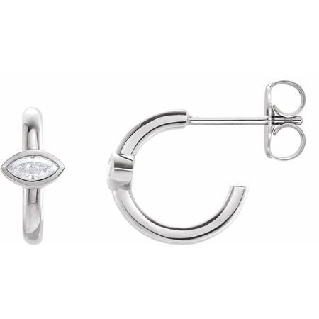 Natural Diamond Earrings in Sterling Silver 1/8 Carat Diamond Hoop Earrings