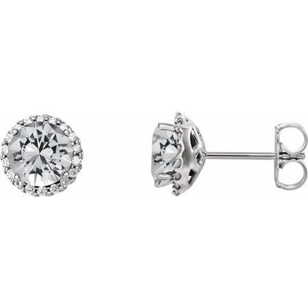 Natural Diamond Earrings in Sterling Silver 3/8 Carat Diamond Earrings