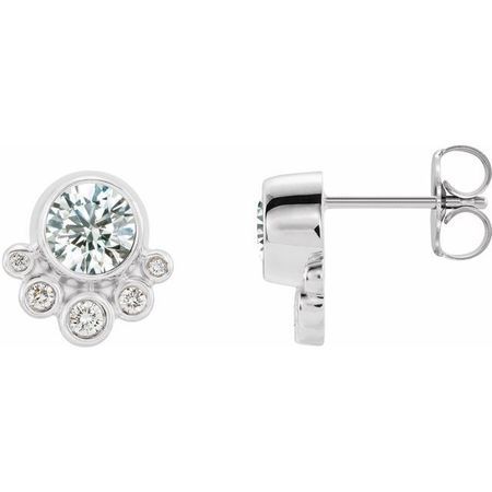 Natural Diamond Earrings in Sterling Silver 5/8 Carat Diamond Earrings