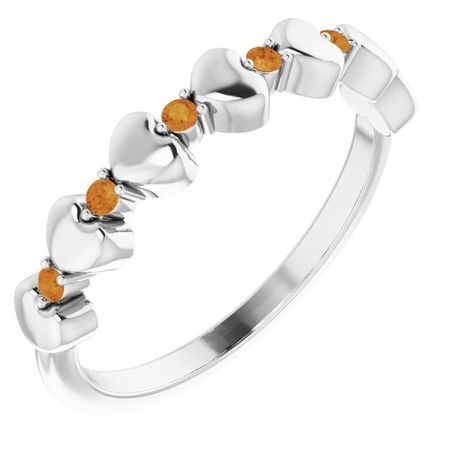 Sterling Silver Citrine Stackable Heart Ring