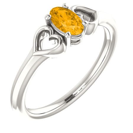 Sterling Silver Citrine Youth Heart Ring