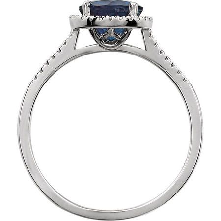 Sterling Silver Created Blue Sapphire & .01 CTW Diamond Ring