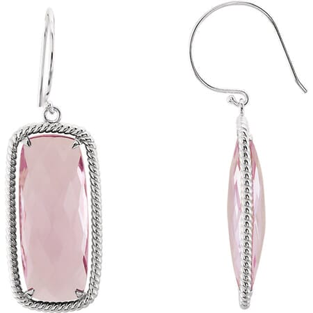 dangle styled rope cushion quartz sterling earrings rose silver number