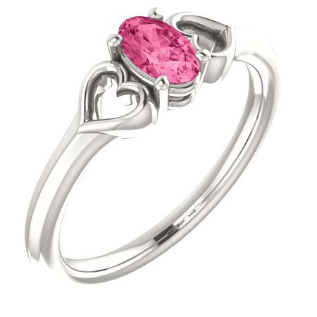 Sterling Silver Pink Tourmaline Youth Heart Ring