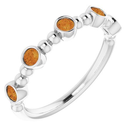 Sterling Silver Stackable Citrine Bead Ring