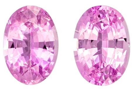 Striking Pair of Pink Sapphire Oval Shaped Gemstone, 0.68 carats, 6.4 x 4.4mm - Truly Stunning