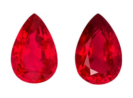 Stunning Earring Gems Ruby Gemstone Pair 0.96 carats, Pear Cut, 6 x 3.9 mm, with AfricaGems Certificate