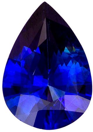 Stunning Gem in 0.55 carats Sapphire Loose Gemstone in Pear Cut, Intense Blue, 6.9 x 4.8 mm
