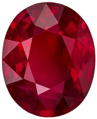 Super Ruby Loose Gem, Oval Cut, Open Rich Red, 9.34 x 7.55 x 4.38 mm, 2.66 carats
