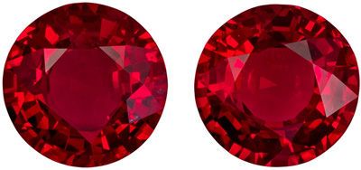 Very Rare GIA Certified Ruby Gem Pair in Round Cut, 3.32 carats, Rich Pigeons Blood Red, 7.0 mm