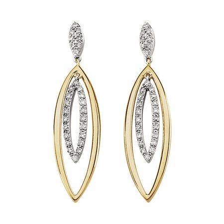 White Diamond Earrings in Two-Tone Diamond Fashion Earrings