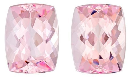 Unset Pink Morganite Gemstones, Cushion Cut, 7.06 carats, 10.8 x 8.3 mm Matching Pair, AfricaGems Certified - A Great Deal
