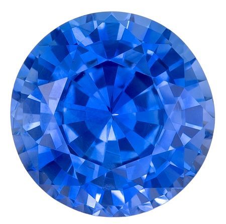 Very Fine Color Blue Sapphire Gemstone 2.47 carats, Round Cut, 7.8 mm, with AfricaGems Certificate