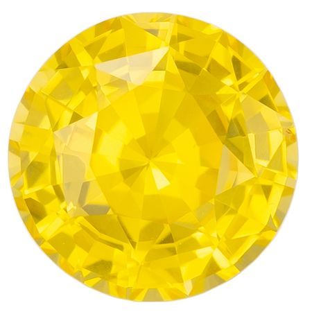 Vibrant Color Yellow Sapphire Gemstone 1.55 carats, Round Cut, 6.8 mm, with AfricaGems Certificate