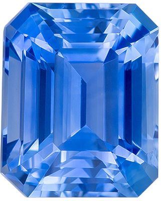 Genuine Loose Blue Sapphire Gemstone in Emerald Cut, 1.52 carats, Vivid Medium Blue, 6.7 x 5.4 mm