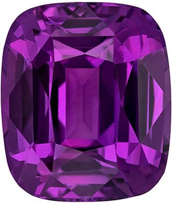 Rare Genuine Loose Purple Sapphire Gemstone in Cushion Cut, 3.07 carats, Rich Grape Purple, 8.6 x 7.3 mm
